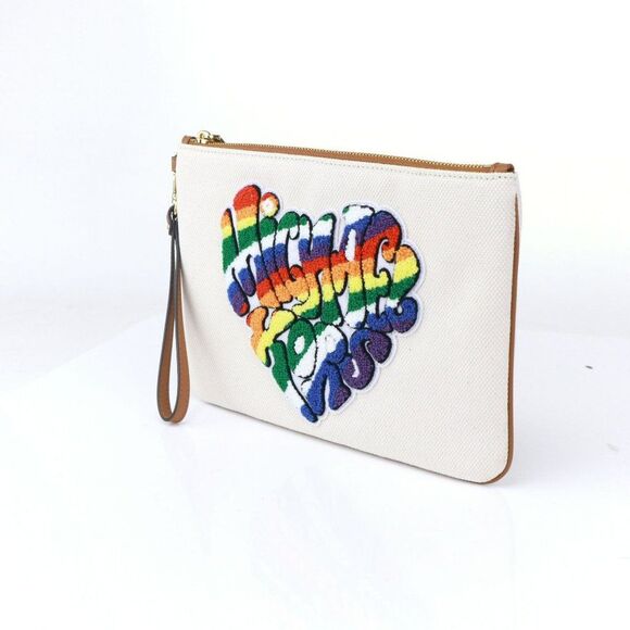 NWT Michael Kors RAINBOW LGBTQ Pride Large Zip Clutch Pouch - Picture 7 of 15